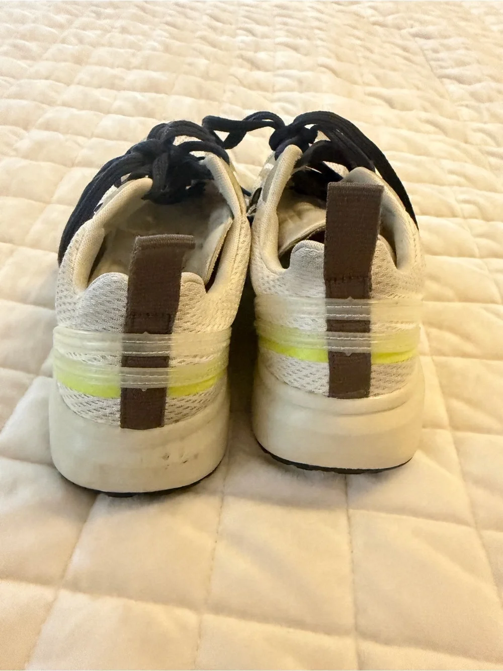 Veja size 6.5 White Sneakers with Navy V Logo and Lime Accents